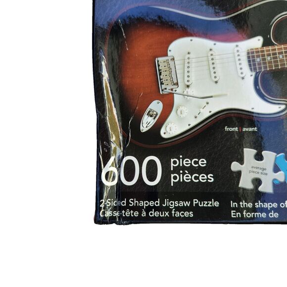 Aquarius Fender Stratocaster 2-Sided Guitar Shaped 600 Pc Puzzle BOX DAMAGE - Picture 2 of 14